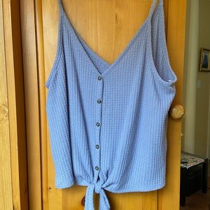 Purple knit tie in front crop tank